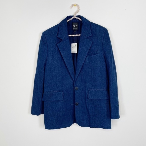 New Zara Oversize Denim Blazer Jacket - Picture 6 of 9